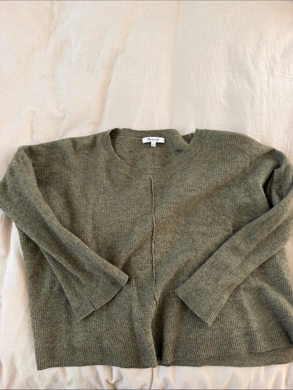 Madewell Olive Ribbed Crewneck Sweater